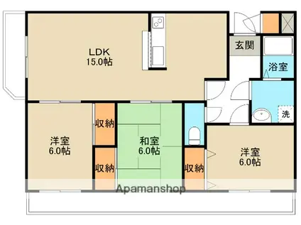 パークヒル尾崎(3LDK/2階)の間取り写真