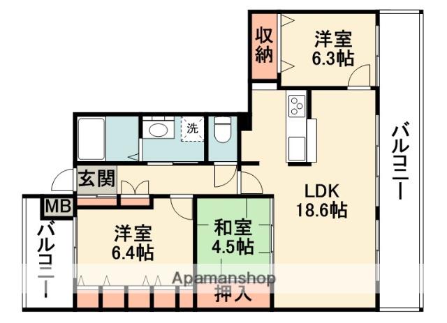 ネオグランデ北千里・藤白台(3LDK/2階)の間取り写真