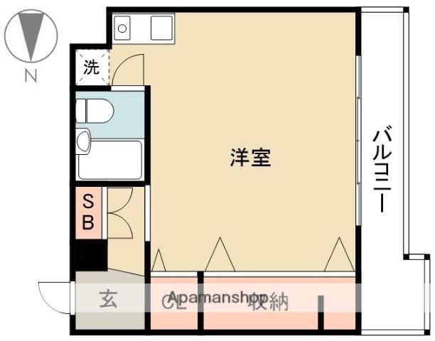 パーキーK(ワンルーム/3階)の間取り写真