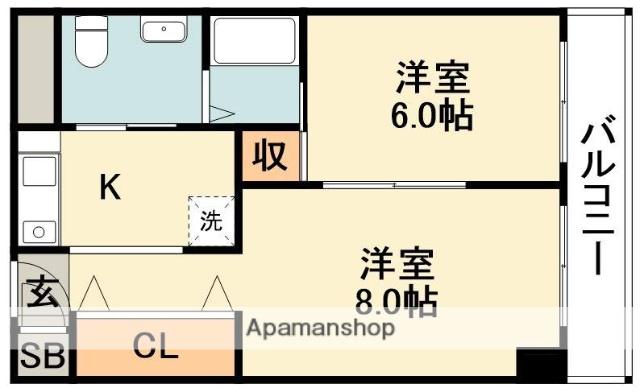 INOVE千里万博公園(1DK/2階)の間取り写真