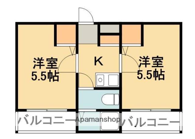 ラ・フォンティーヌ西田(2K/1階)の間取り写真