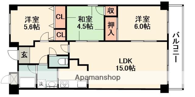 ファミーユ百合(3LDK/5階)の間取り写真