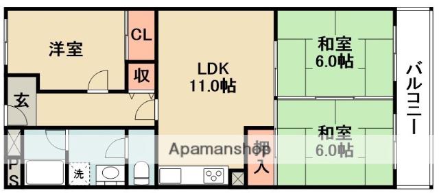 千里スカイハイツ(3LDK/7階)の間取り写真