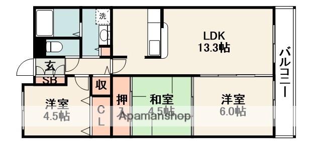 ウィステリア千里(3LDK/3階)の間取り写真