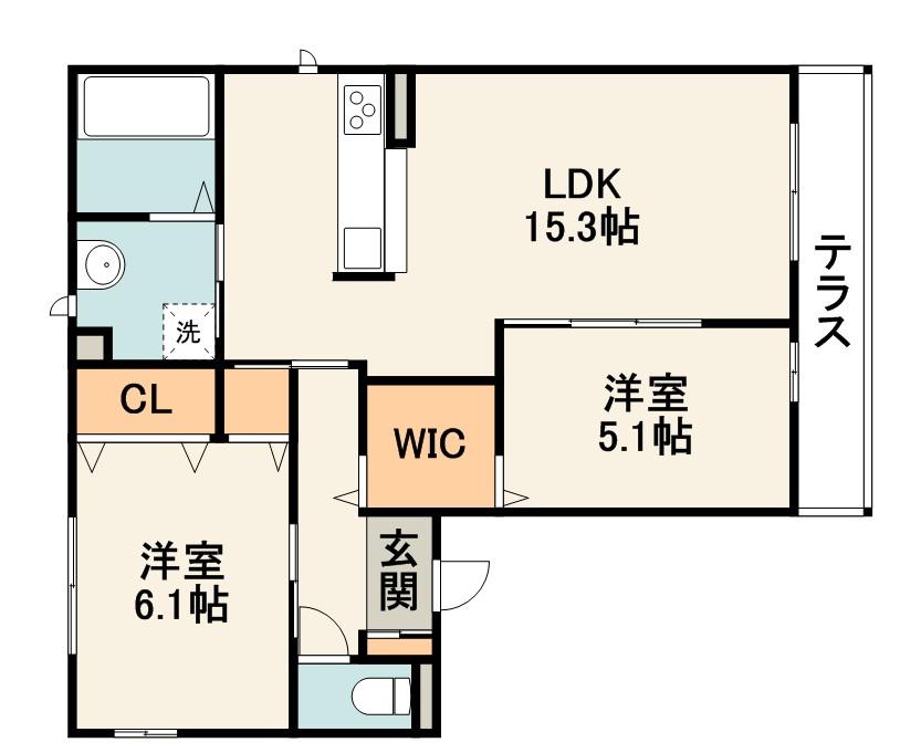 クレール桃山台(2LDK/1階)の間取り写真