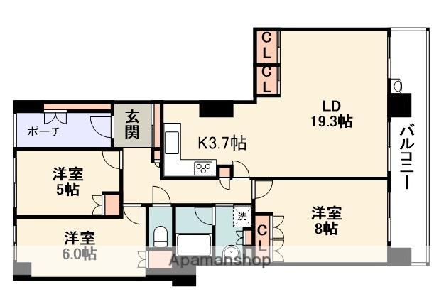 ジオタワー千里山田(3LDK/17階)の間取り写真