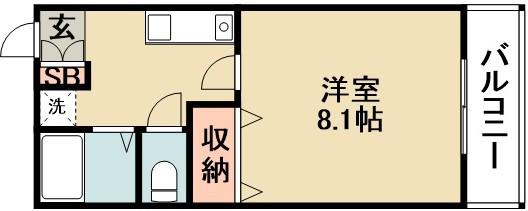 ハウスキャピタルⅠ(1K/1階)の間取り写真