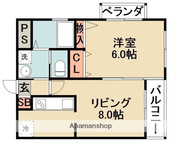 マーヴェラス箕面(1LDK/1階)の間取り写真