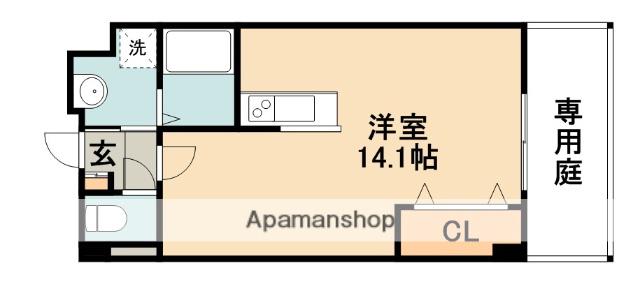 ガーデンサイド王子(ワンルーム/1階)の間取り写真