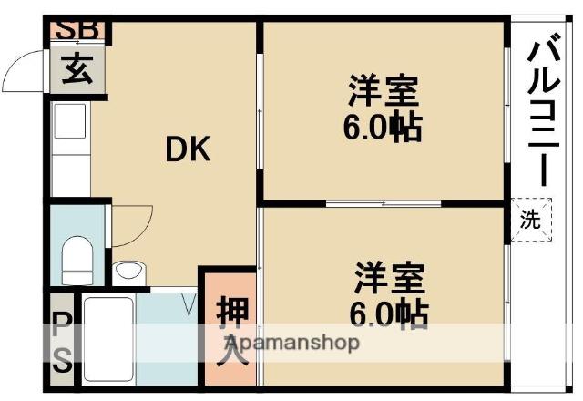 エリータ桃山台2(2DK/2階)の間取り写真