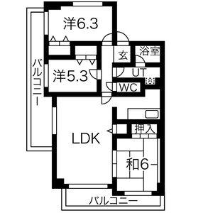 トレビバース上山手公園I(3LDK/6階)の間取り写真
