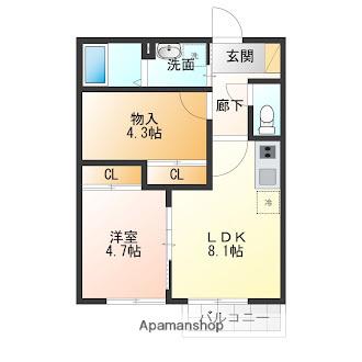 CEDAR HALL YAMADA TWO(1SLDK/3階)の間取り写真