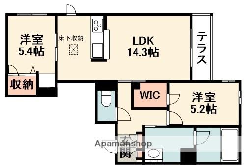 シャーメゾンアプリスク(2LDK/1階)の間取り写真