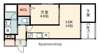 CHATON美穂ケ丘(1LDK/3階)の間取り写真