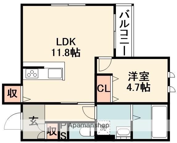 ベルヴェーレ佐井寺(1LDK/2階)の間取り写真