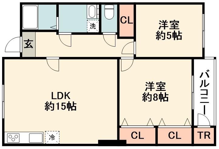 ロイヤルハイツ(2LDK/3階)の間取り写真