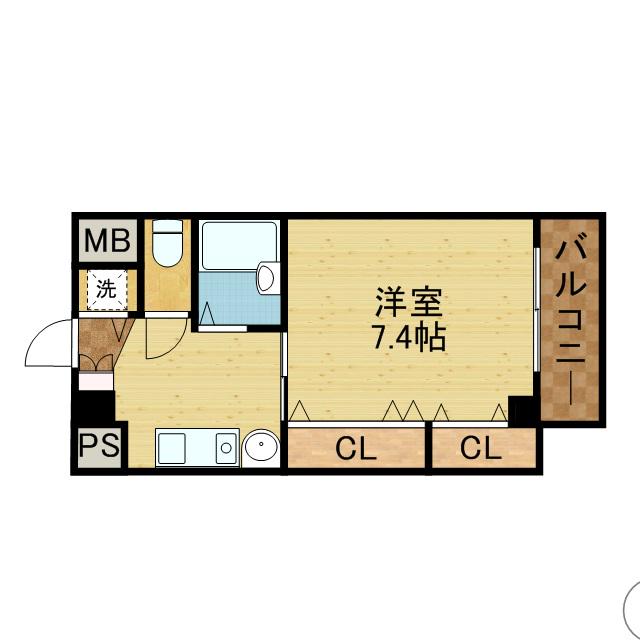 アペルトコート(1K/3階)の間取り写真