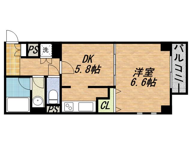 メゾン・ド・成屋大阪(1DK/4階)の間取り写真