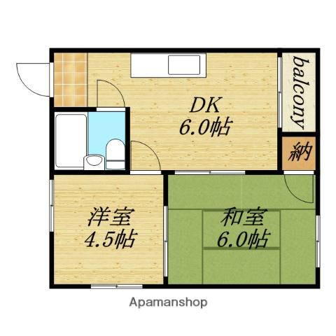 ランドレディー深江橋(2DK/1階)の間取り写真