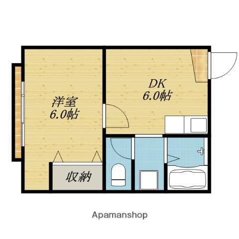 サン中浜(1DK/2階)の間取り写真