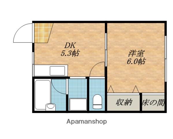 サン中浜(1DK/3階)の間取り写真