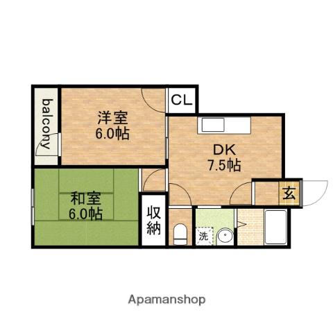 アーク玉津橋(2DK/5階)の間取り写真