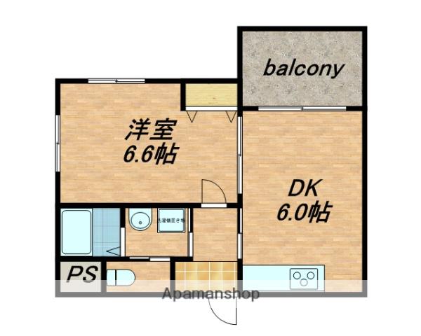 ラフィネ今里(1DK/3階)の間取り写真