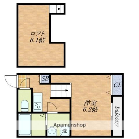 大和ハイツ3番館(1K/2階)の間取り写真