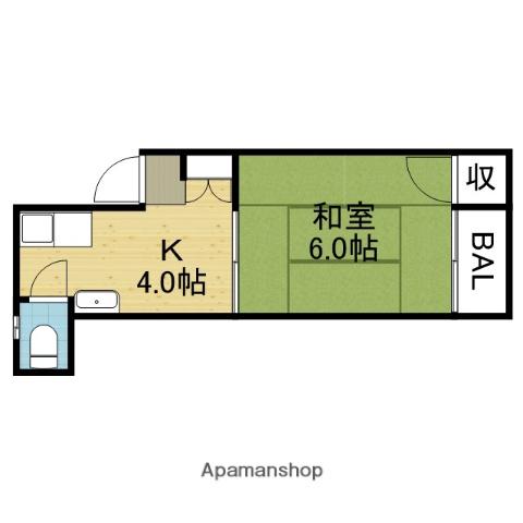 末広マンション(1K/4階)の間取り写真