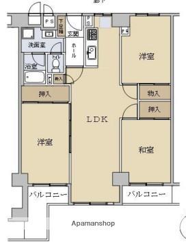 シャルマンコーポ今里(3LDK/12階)の間取り写真