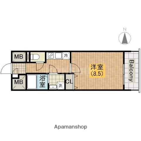 ピアグレース上本町(1K/6階)の間取り写真