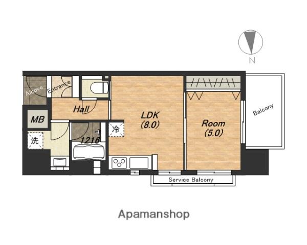 クラウンハイム上町台セントラルラ・カーサ(1LDK/5階)の間取り写真