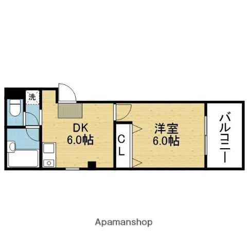 パライッソタマツ(1DK/2階)の間取り写真