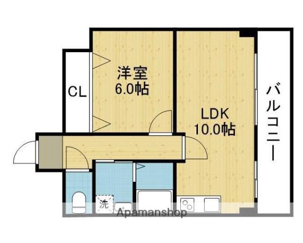 リバーサイドハート(1LDK/4階)の間取り写真