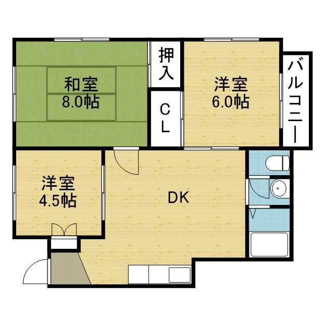 生野第二ハイツ(3DK/8階)の間取り写真