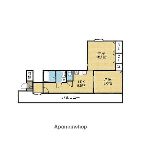 ハイツサンフィールド(2LDK/4階)の間取り写真