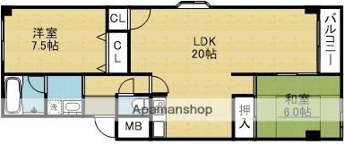 緑橋第2コーポ二号棟(2LDK/3階)の間取り写真