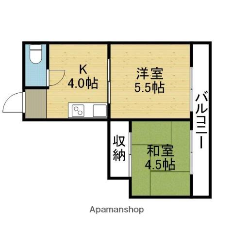 コーポ善山(2K/3階)の間取り写真