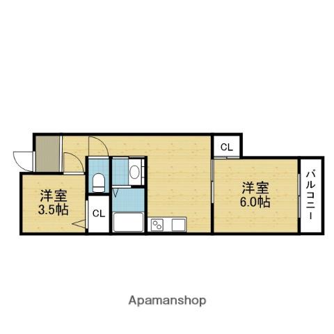 ライフハウス秀Ⅰ(2DK/4階)の間取り写真