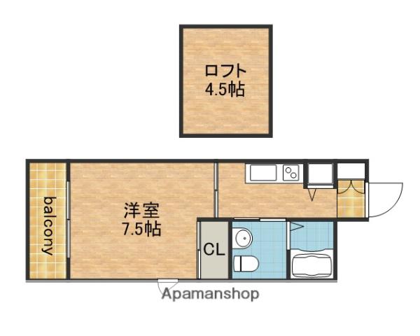 LA CASA新深江(1K/8階)の間取り写真
