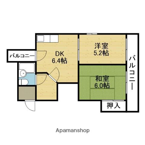 第2サンライズマンション(2DK/4階)の間取り写真