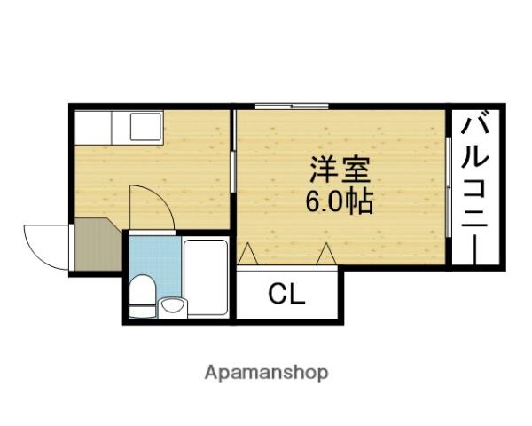 第2サンライズマンション(1K/3階)の間取り写真