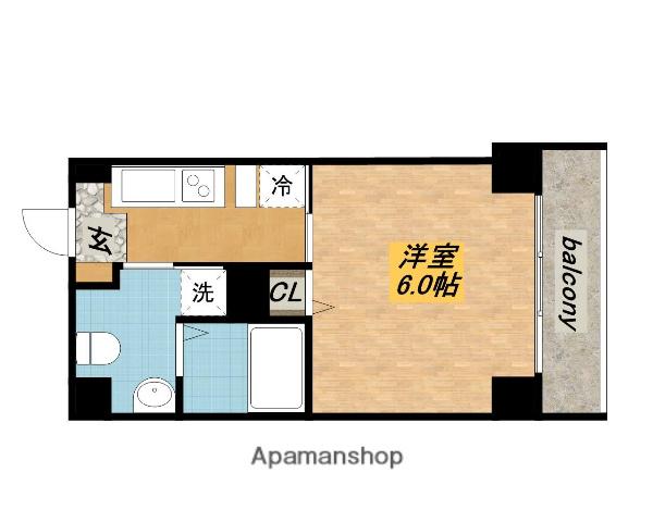 クレアツィオーネ上本町(1K/4階)の間取り写真