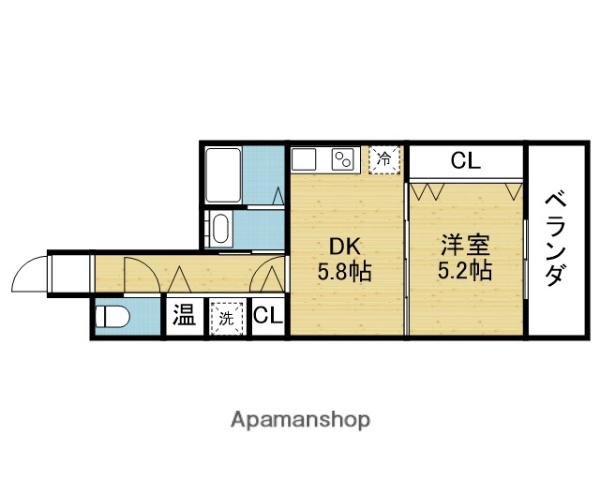 アウラ新深江(1DK/5階)の間取り写真