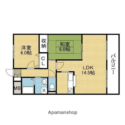 メゾン都(2LDK/5階)の間取り写真