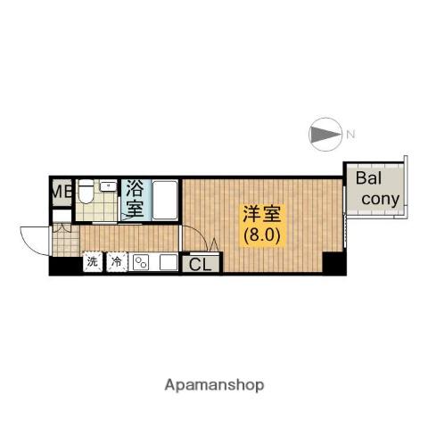 セレニテ上町台(1K/9階)の間取り写真