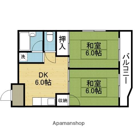 玉造レジデンス(2DK/2階)の間取り写真