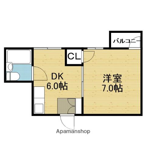 カーザ寿(1DK/5階)の間取り写真