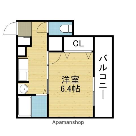 グローバルやすい(1K/4階)の間取り写真