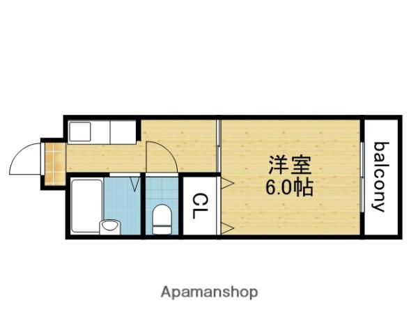 セルヴィス新今里(1K/3階)の間取り写真